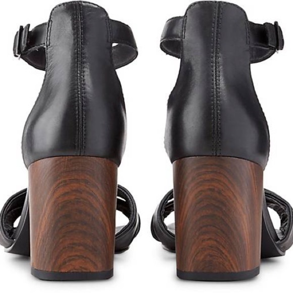 Vagabond black leather crossover Carol wood platform heel sandals - 38 (US 8) - Picture 4 of 7